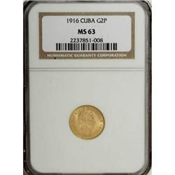 Cuba Republic gold 2 Pesos 1916, KM17, MS63 NGC,