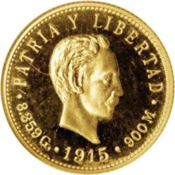 Cuba Republic gold 5 Pesos 1915, KM19, Proof 65