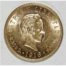 Cuba Republic gold 5 Pesos 1916, KM19, choice
