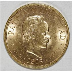 Cuba Republic gold 10 Pesos 1916, KM20, UNC,
