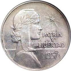Cuba Republic ABC Peso 1937, KM22, AU50 NGC,