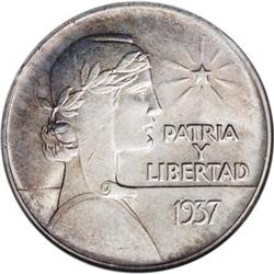 Cuba Republic ABC Peso 1937, KM22, AU58 NGC,
