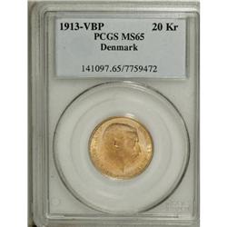 Denmark Christian X gold 20 Kroner 1913, KM817,