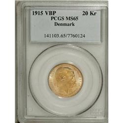 Denmark Christian X gold 20 Kroner 1915, KM817,
