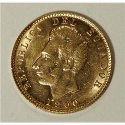 Ecuador Republic gold 10 Sucres 1900-JM