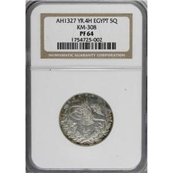 Egypt Mohamed V 5 Piastres 1327AH Year 4H,