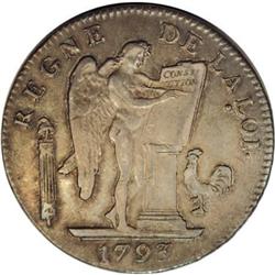 France Republic 6 Livres 1793A, KM624, Davenport