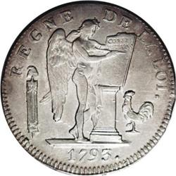 France Republic 6 Livres 1793D L'An II, KM624,