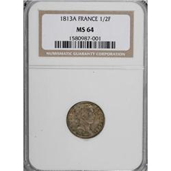 France Napoleon Empereur 1/2 Franc 1813A,