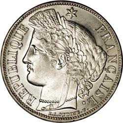 France Republic 5 Francs 1870A, KM819, choice