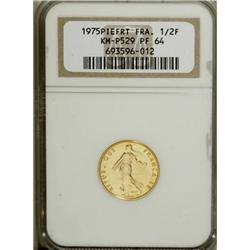 France Republic gold Piefort 1/2 Franc 1975,
