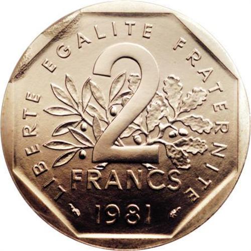 France Republic gold Piefort 2 Francs 1981, France Republic gold Piefort 2 Francs 1981,