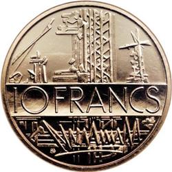 France Republic gold Piefort 10 Francs 1983,