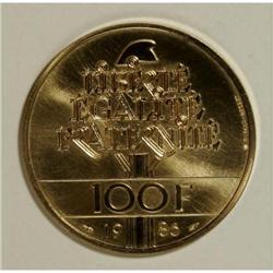 France Republic gold 100 Francs 1986 Statue of