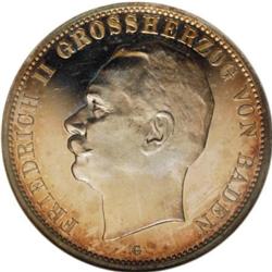 German States-Baden: Baden. Friedrich II 5 Mark