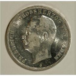 Germany Baden. Friedrich II 5 Mark 1913G, KM281,