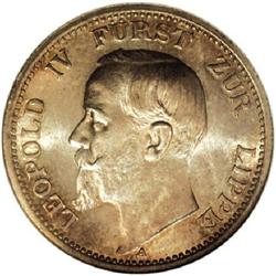 Germany Lippe-Detmold. Leopold IV 2 Mark 1906A,