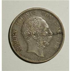 Germany Saxony. Albert 5 Mark 1876E, KM1237,