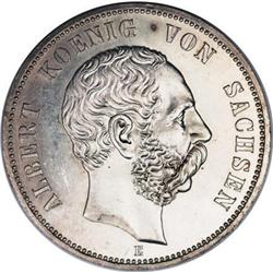 Germany Saxony. Albert 5 Mark 1893E, KM1246,