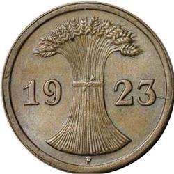 Germany Weimar Republic. 2 Pfennig 1923-F error:
