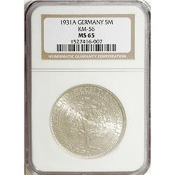 Germany Weimar Republic. 5 Reichsmark 1931-A,