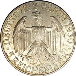 Germany Weimar Republic. 5 Reichsmark 1930-E,