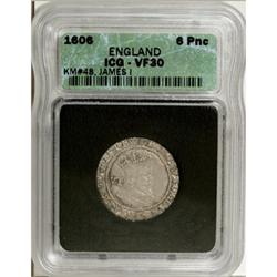 Great Britain James I (1603-25) Sixpence 1606,