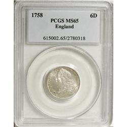Great Britain George II Sixpence 1758, S-3711,