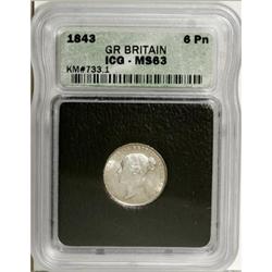 Great Britain Victoria Britannia Sixpence 1843,