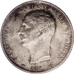 Greece George I silver 2 Drachmai 1911, KM-61,