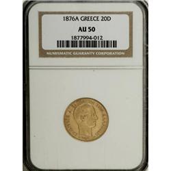 Greece: George I gold 20 Drachmai 1876A, KM49, A
