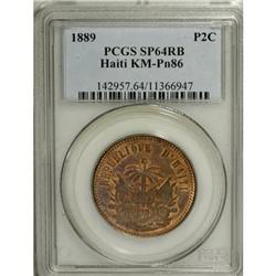 Haiti Republic Pattern 2 Centimes 1889, KM-Pn86,