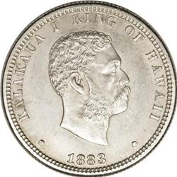 Hawaii Kalakaua 25 Cents 1883, KM-5, Choice
