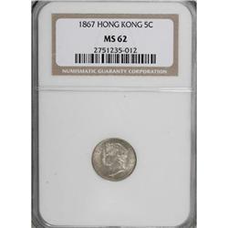 Hong Kong Victoria. 5 Cents 1867, KM5, Prid-114,