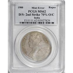 India Victoria Rupee 1900 Mint Error, a