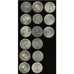 India Selection of India Silver Rupees, fifteen