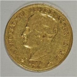 Italy Kingdom of Napoleon. Gold 40 Lira 1811