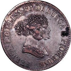 Italy Lucca. Silver 5 Franchi 1805, KM-24.1,