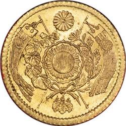 Japan Meiji 4 (1871) gold 1 Yen, High Dot, KM-9,