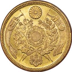 Japan Meiji 6 (1873) gold 5 Yen, KM11a,