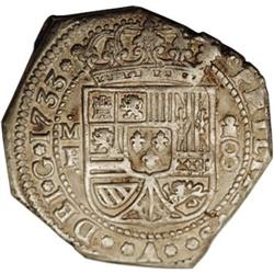 Mexico Philip V Klippe 8 Reales 1733 Mo-F, KM48,