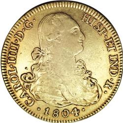 Mexico Charles IIII gold 8 Escudos 1804/3 Mo-TH, 