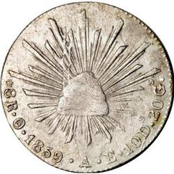 Mexico Republic Cap and Rays 8 Reales 1859