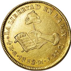 Mexico Republic Hand on Book gold 4 Escudos