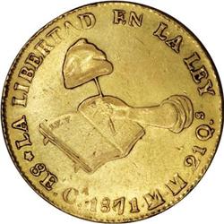 Mexico Republic Hand on Book gold 8 Escudos
