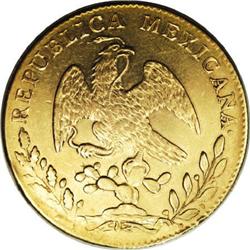 Mexico Republic Hand on Book gold 8 Escudos 1859