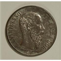 Mexico Maximilian Peso 1866 Mo, KM388.1,