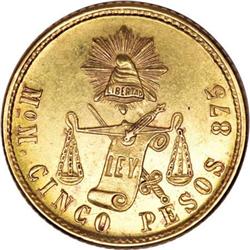 Mexico Republic gold 5 Pesos 1897 Mo-M, KM412.6,