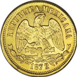 Mexico Republic gold 10 Pesos 1872 Oa-E,