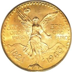Mexico Estados Unidos gold 50 Pesos 1943, KM481, 